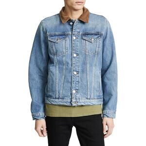 FRAME | Medium | Contrast Corduroy Collar Flannel Lined Denim Blue Jean Jacket